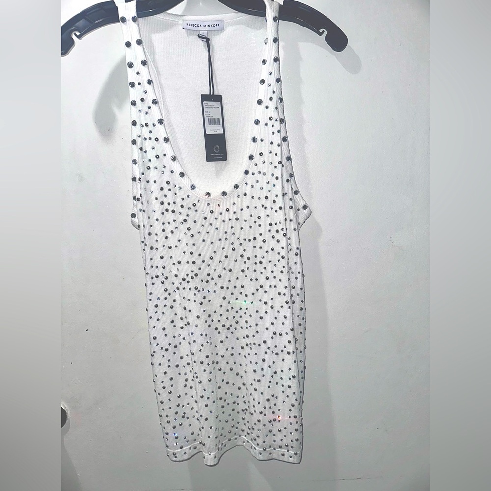 Rebecca Minkoff White Rim Tank new with tag $275. Size Large.